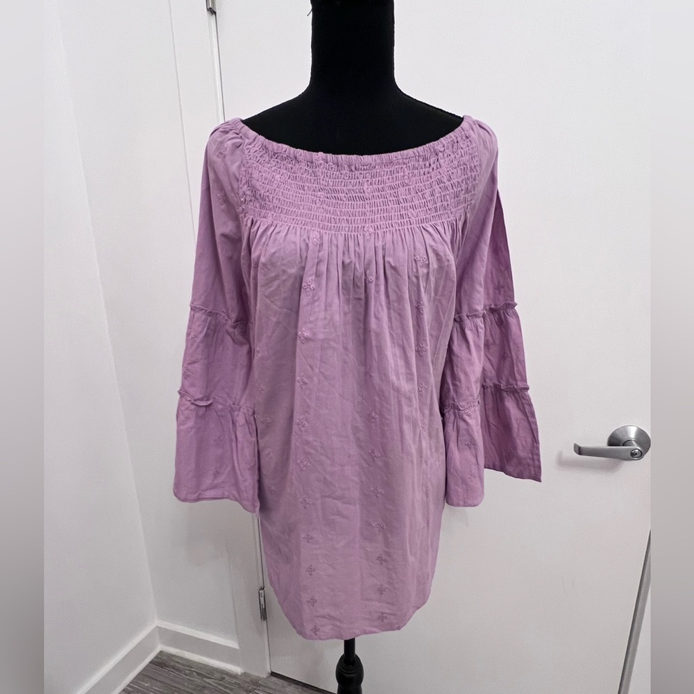 Coco + Carmen Lilac Smocked Top